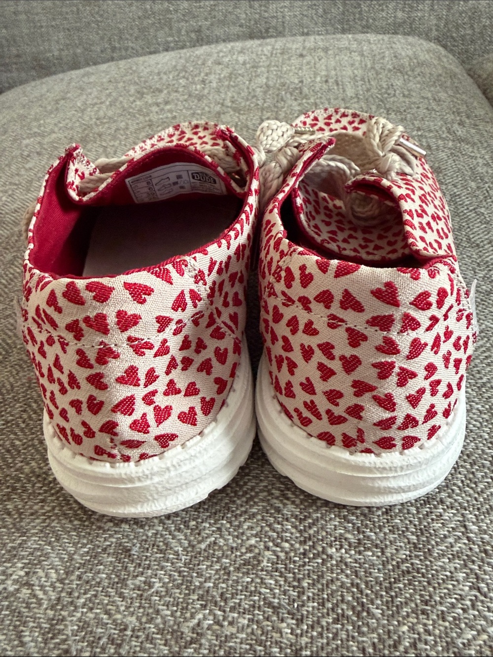 Hey Dude Wendy Love Canvas Slip-Ons - Red Hearts on Cream - Picture 6 of 7